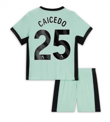 Chelsea Moises Caicedo #25 Tercera Equipación Niños 2023-24 Manga Corta (+ Pantalones cortos)